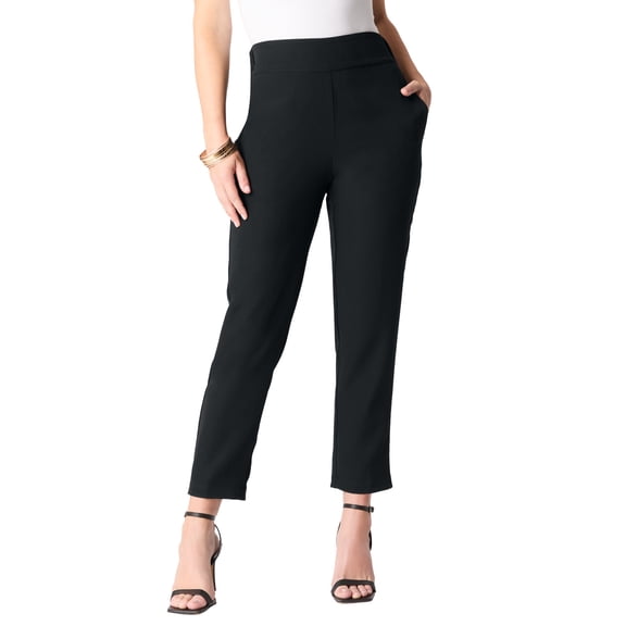 Roaman's Women's Plus Size Bi-Stretch Straight Leg Pull On Ankle Pant