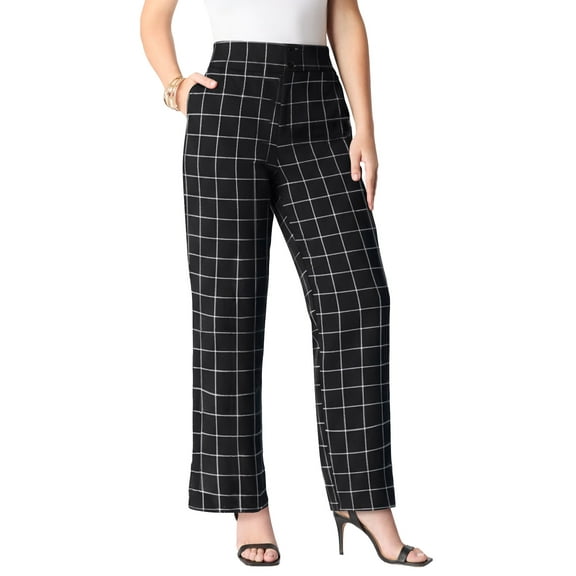 Roaman's Women's Plus Size Bi-Stretch Wide Leg Pant