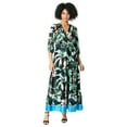 thumbnail image 1 of Roaman's Women's Plus Size Blouson Sleeve Faux Wrap Maxi Dress, 1 of 6