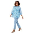 thumbnail image 1 of Roaman's Women's Plus Size Blouson Sleeve Overlay Blouse, 1 of 4