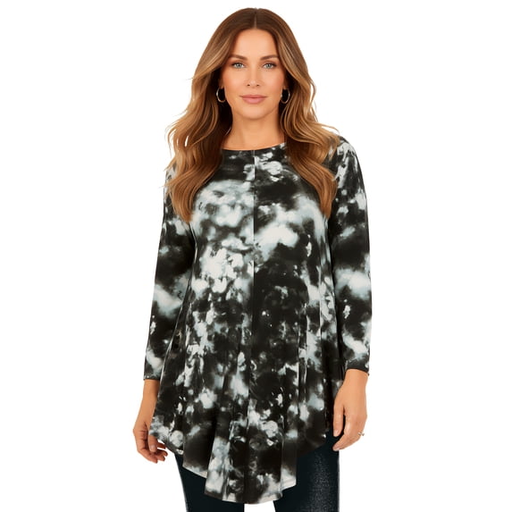 Roaman's Women's Plus Size Boatneck Swing Ultra Drape Tunic Top