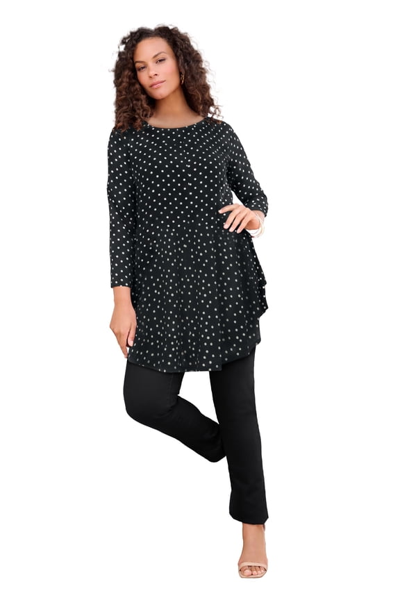 Women's Plus Size Boatneck Swing Ultra Drape Tunic Top