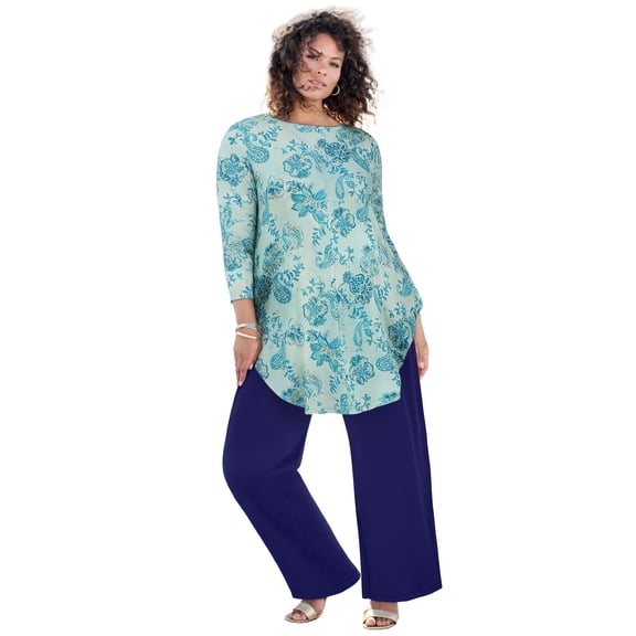 Roaman's Women's Plus Size Boatneck Swing Ultra Drape Tunic Top