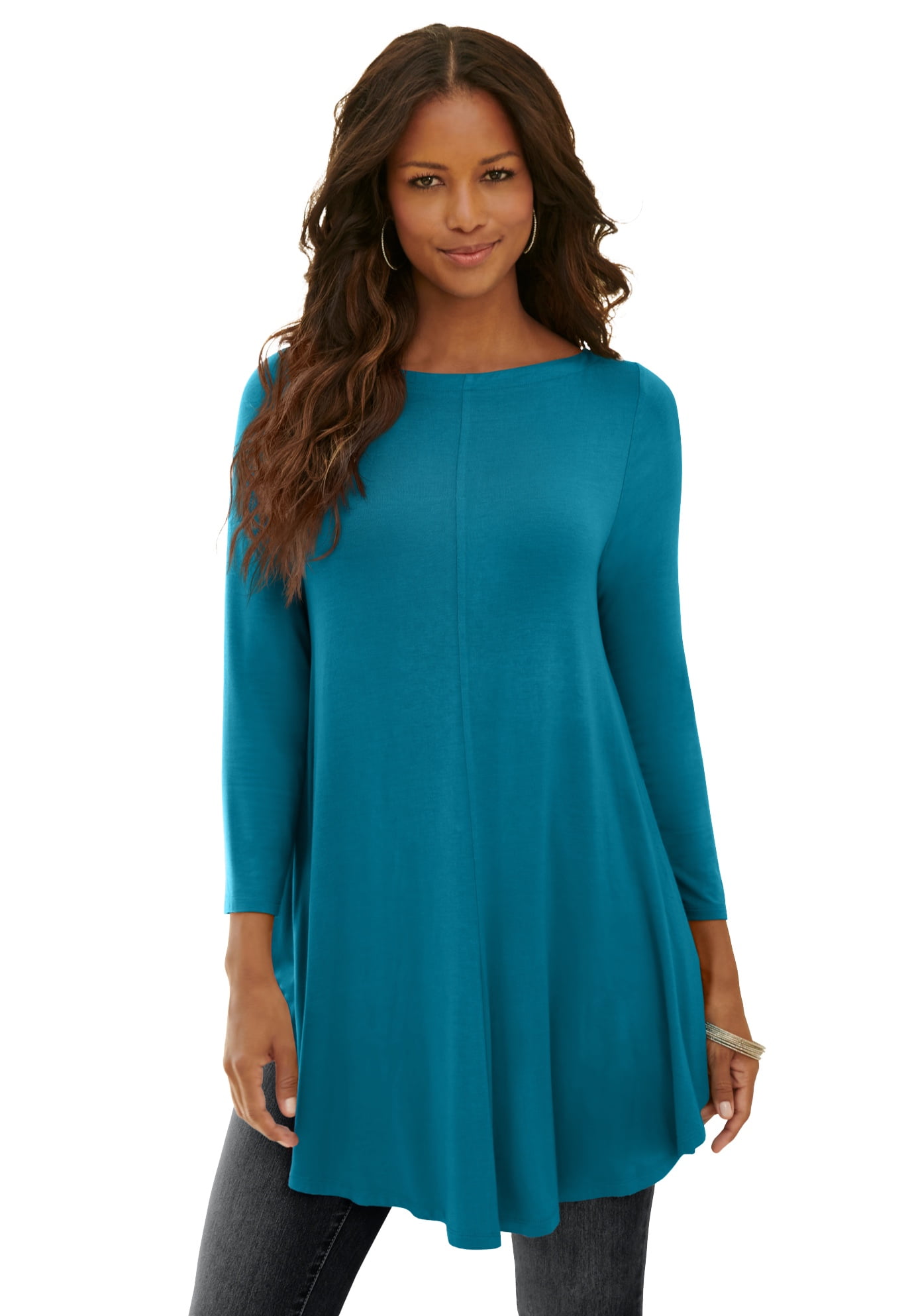 Roaman's Women's Plus Size Plus Size Boatneck Swing Ultra Drape Tunic