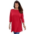thumbnail image 1 of Roaman's Women's Plus Size Cotton Ultimate Boatneck Tunic With Side Slits, 1 of 6
