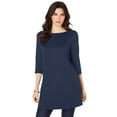 thumbnail image 1 of Roaman's Women's Plus Size Cotton Ultimate Boatneck Tunic With Side Slits, 1 of 6