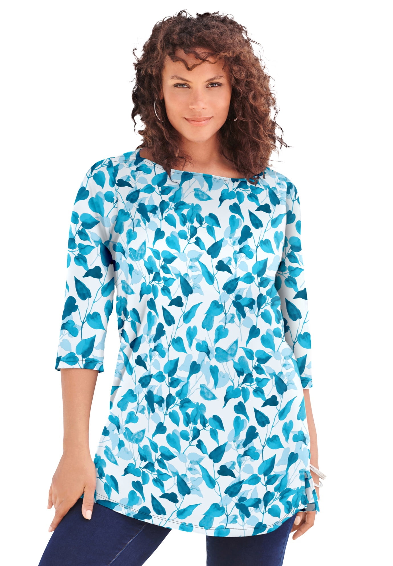 Roaman's Women's Plus Size Boatneck Ultimate Tunic With Side Slits