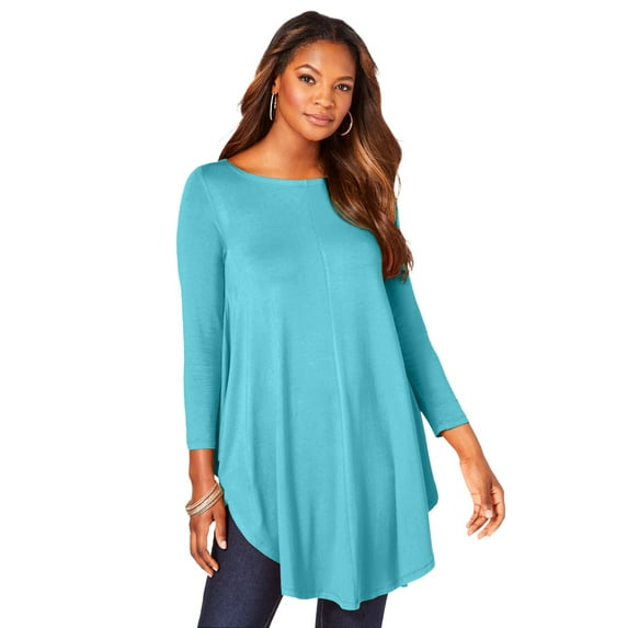 Roaman's Women's Plus Size Boatneck Swing Ultra Drape Tunic