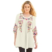 ROAMAN'S Women's Plus Size Boho Floral Tunic