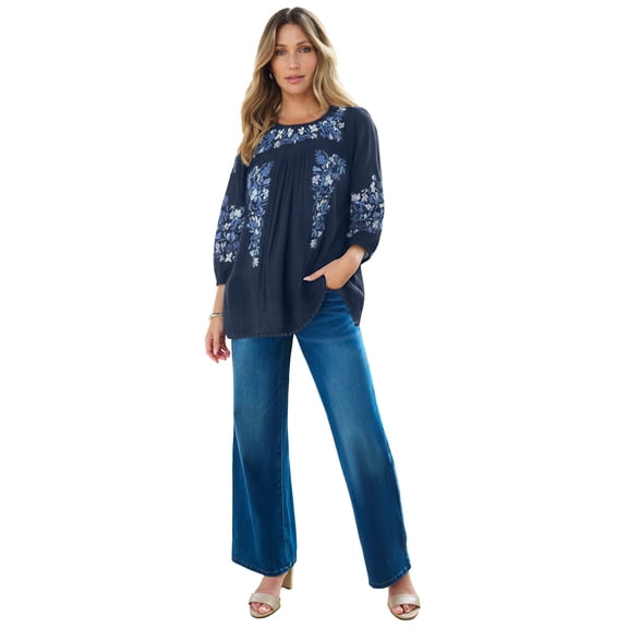 Roaman's Women's Plus Size Boho Floral Tunic