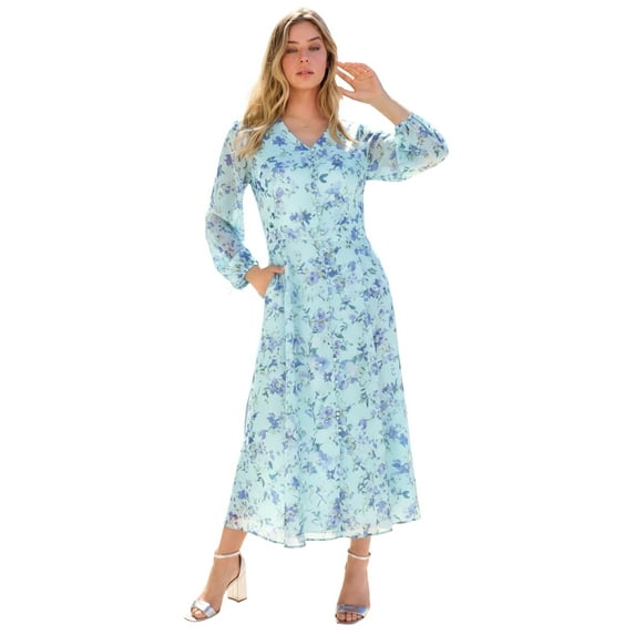 Roaman's Women's Plus Size Boho Maxi Dress