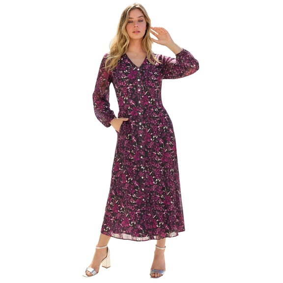 Roaman's Women's Plus Size Boho Maxi Dress