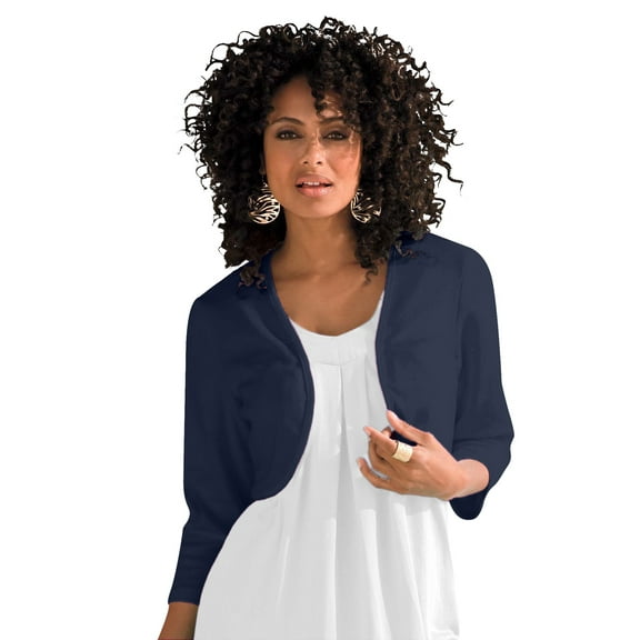 Roaman's Women's Plus Size Bolero Cardigan With Three Quarter Sleeves