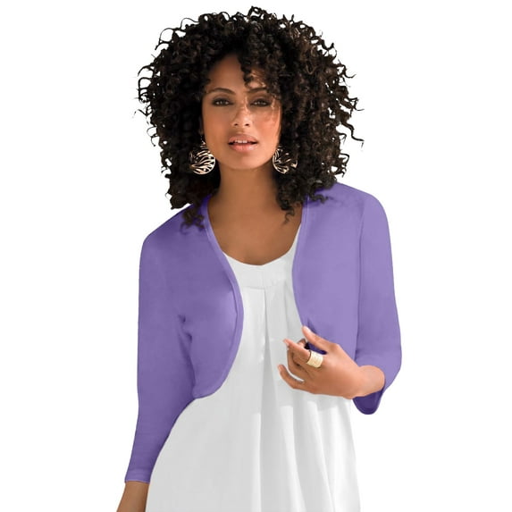 Roaman's Women's Plus Size Bolero Cardigan With Three Quarter Sleeves