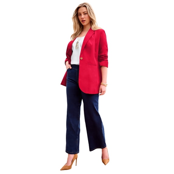 Roaman's Women's Plus Size Relaxed Boyfriend Blazer