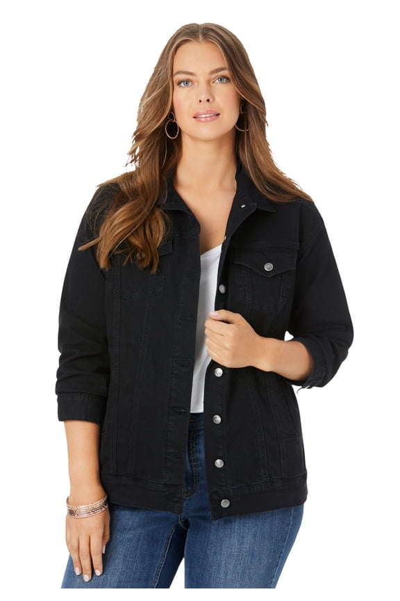 Women's Plus Size Boyfriend Stretch Denim Jacket