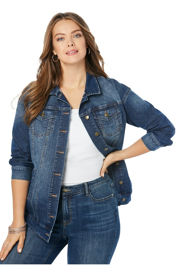 Women's Plus Size Boyfriend Stretch Denim Jacket