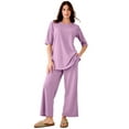 thumbnail image 1 of Roaman's Women's Plus Size Brushed Rib Cropped Pant Set, 1 of 1