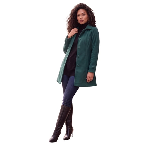 Roaman's Women's Plus Size Button Up Fleece Jacket