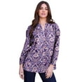 thumbnail image 1 of Roaman's Women's Plus Size Buttoned V-Neck Blouse, 1 of 3