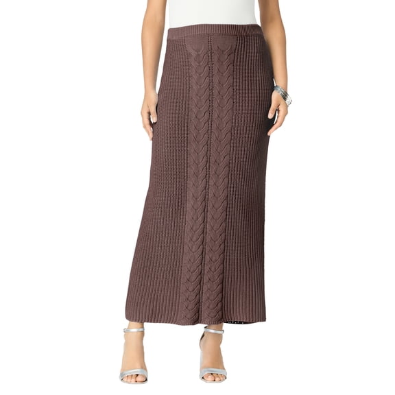 Roaman's Women's Plus Size Cable Knit Midi Skirt