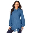 thumbnail image 1 of Roaman's Women's Plus Size Cable Knit Pullover Sweater, 1 of 4