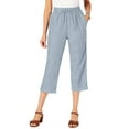 thumbnail image 1 of Roaman's Women's Plus Size Chambray Wide Leg Capri Pant, 1 of 4