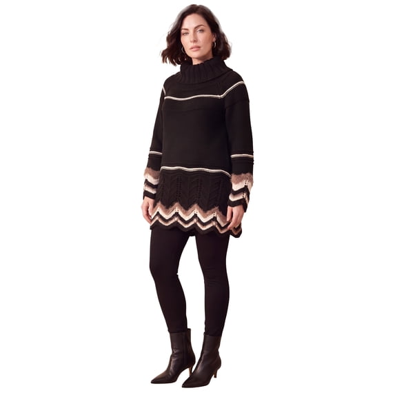 Roaman's Women's Plus Size Chevron Border Sweater