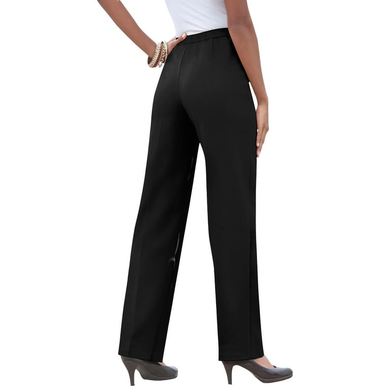 Roaman's Women's Plus Size Classic Bend Over® Pant, 20 W - Black