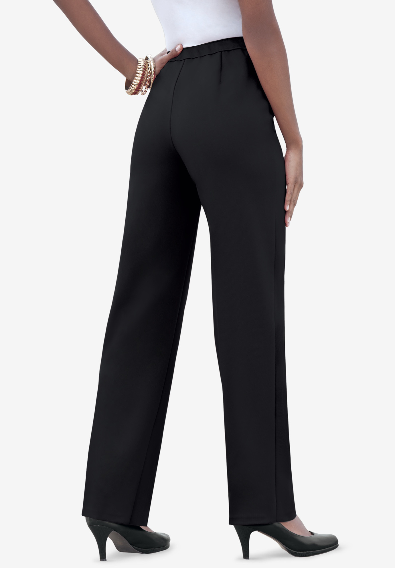 Roaman's Women's Plus Size Classic Bend Over Pant Elastic Waist