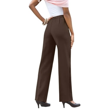 Roaman's Women's Plus Size Classic Bend Over Pant Elastic Waist Pull On Dress Slacks