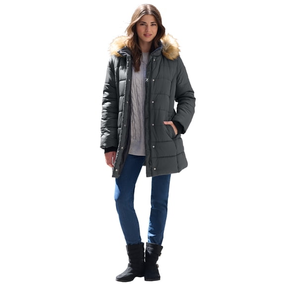 Roaman's Women's Plus Size Classic Length Puffer Coat