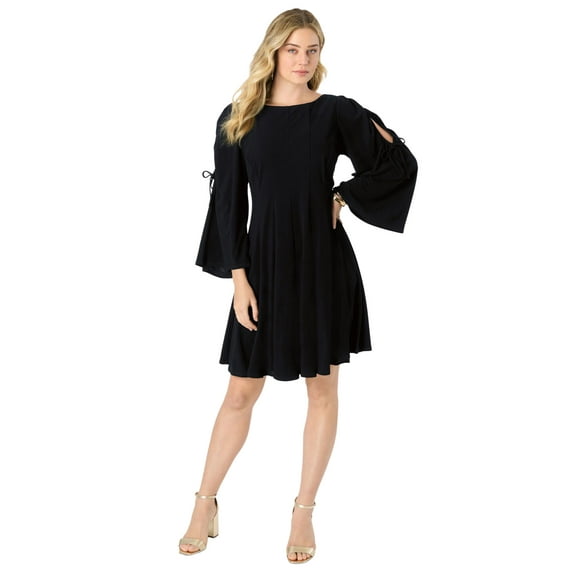 Roaman's Women's Plus Size Cold Shoulder Fit-And-Flare Dress