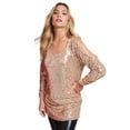 thumbnail image 1 of Roaman's Women's Plus Size Cold-Shoulder Sequin Tunic, 1 of 5