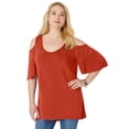 thumbnail image 1 of Roaman's Women's Plus Size Cold Shoulder Ultra Drape Tunic, 1 of 5