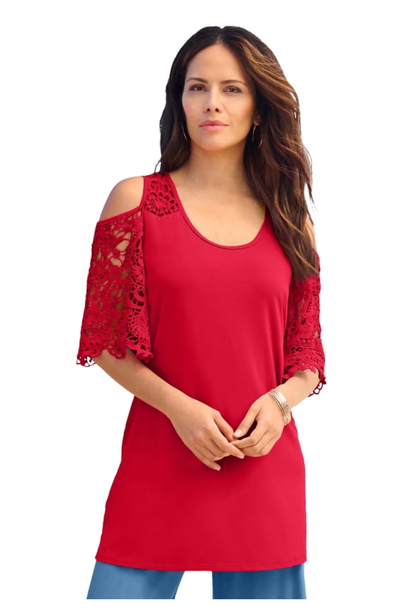 Women's Plus Size Cold Shoulder Ultrasmooth Fabric Tunic