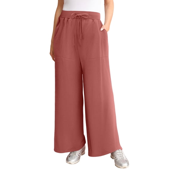 Roaman's Women's Plus Size Comfort+ Fleece Flared Sweatpants