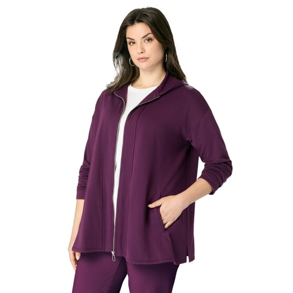 Roaman's Women's Plus Size Comfort  Fleece Zip Up Hoodie