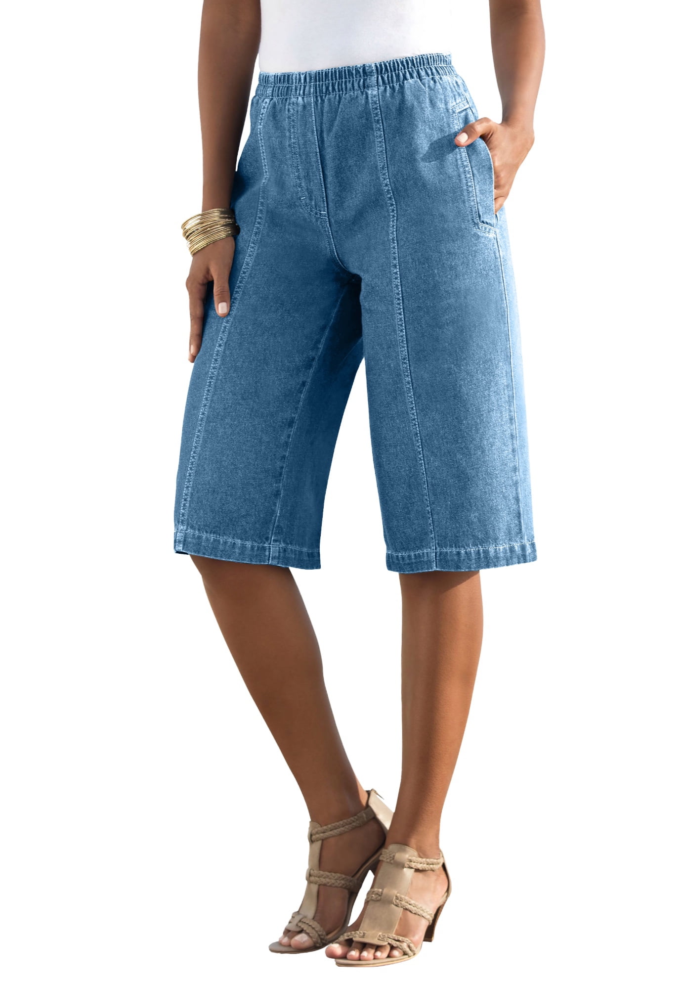 Roaman's Women's Plus Size Complete Cotton Bermuda Short - Walmart.com
