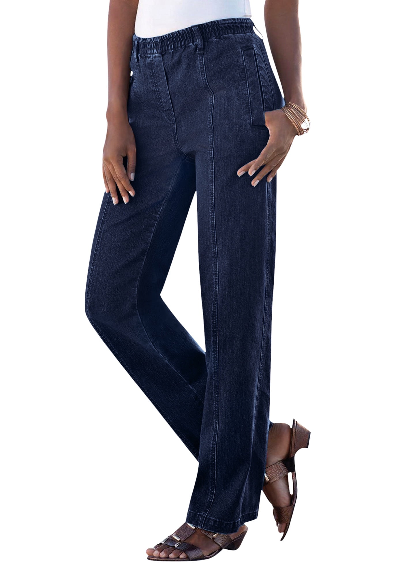 Roaman's Women's Plus Size Complete Cotton Seamed Jean 100% Cotton ...