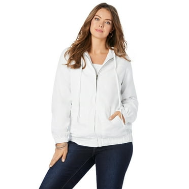 Roaman's Women's Plus Size Cotton Complete Zip-Up Hoodie
