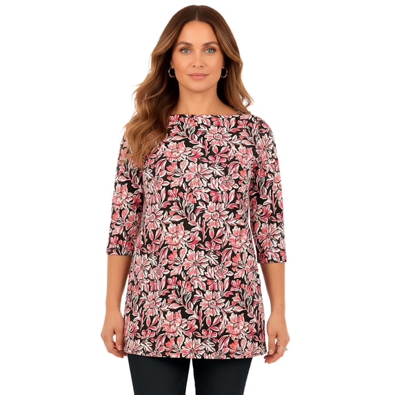 Roaman's Women's Plus Size Cotton Ultimate Boatneck Tunic With Side Slits
