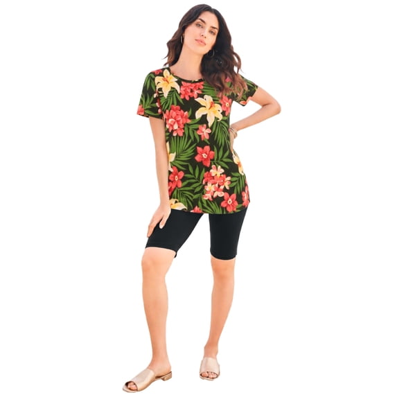 Roaman's Women's Plus Size Cotton Ultimate Crewneck Tee