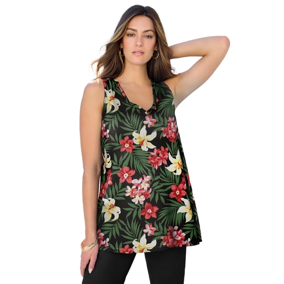 Roaman's Women's Plus Size Cotton Ultimate Swing Tank Top