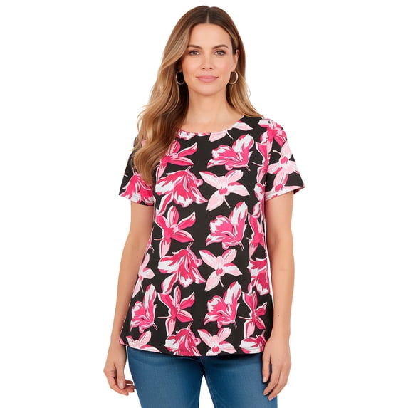 Roaman's Women's Plus Size Ultimate Cotton Crewneck Short Sleeve Swing Tee