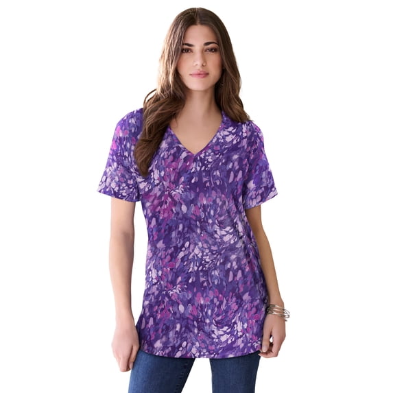 Roaman's Women's Plus Size Cotton Ultimate V-Neck Tee