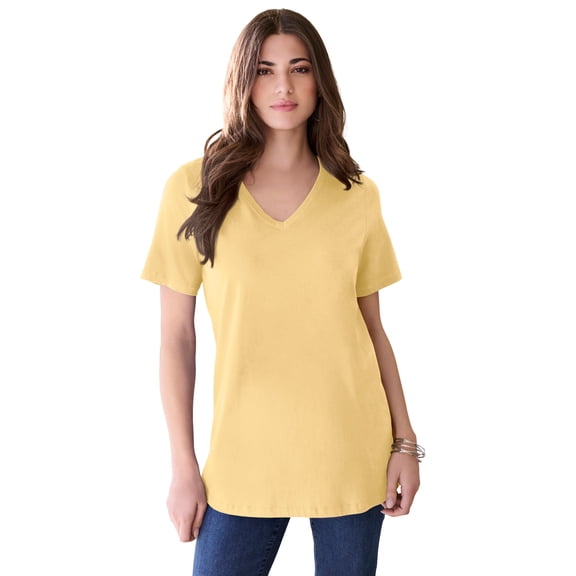 Roaman's Women's Plus Size Cotton Ultimate V-Neck Tee