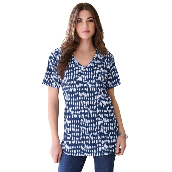 Roaman's Women's Plus Size Cotton Ultimate V-Neck Tee