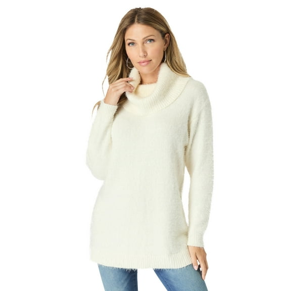 Roaman's Women's Plus Size Eyelash Cowl Neck Sweater