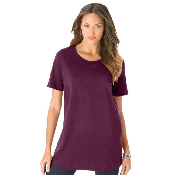 Roaman's Women's Plus Size Cotton Ultimate Crewneck Tee
